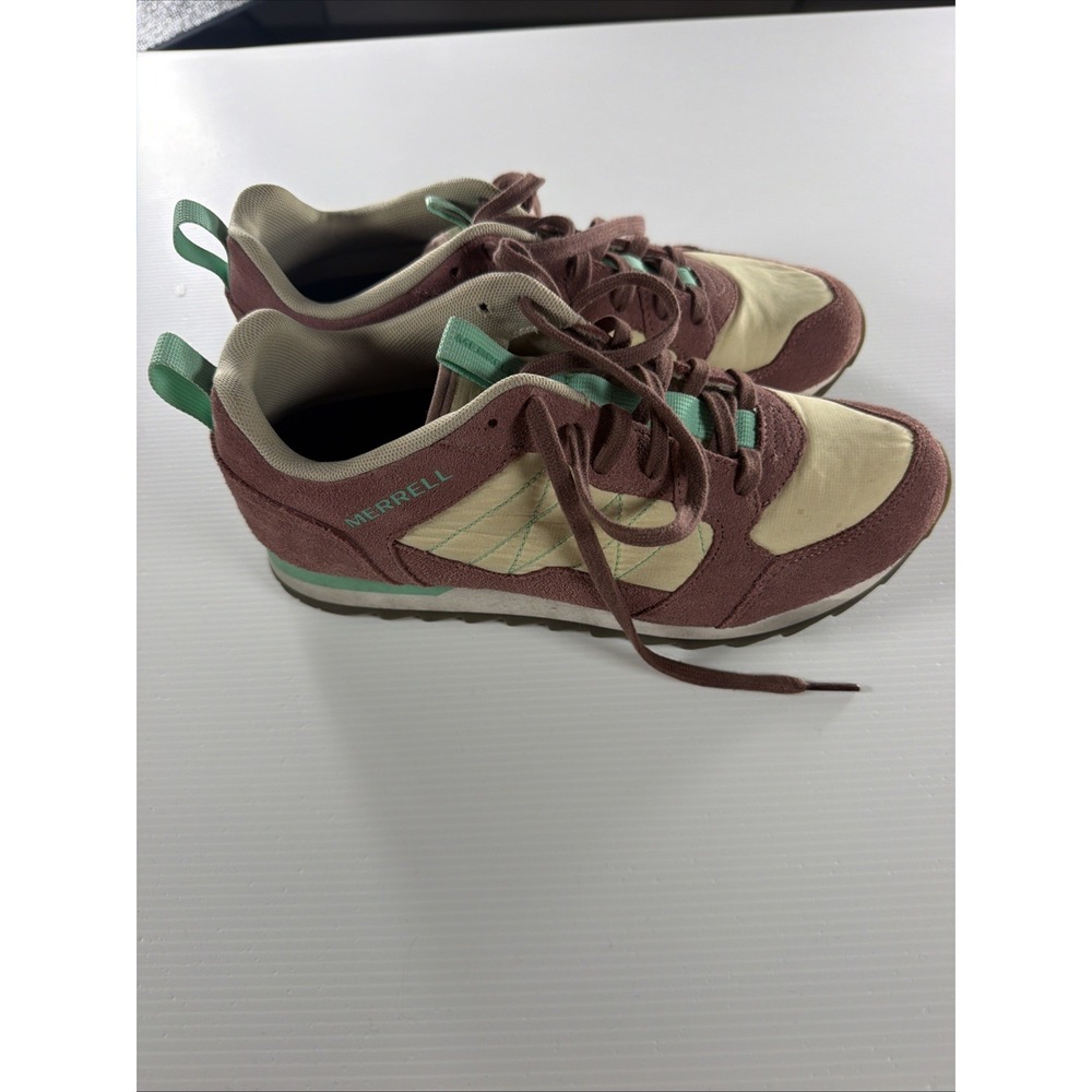 Merrell Alpine Sneaker Burlwood Teal Womens Size 9 Suede Retro Trail Shoe